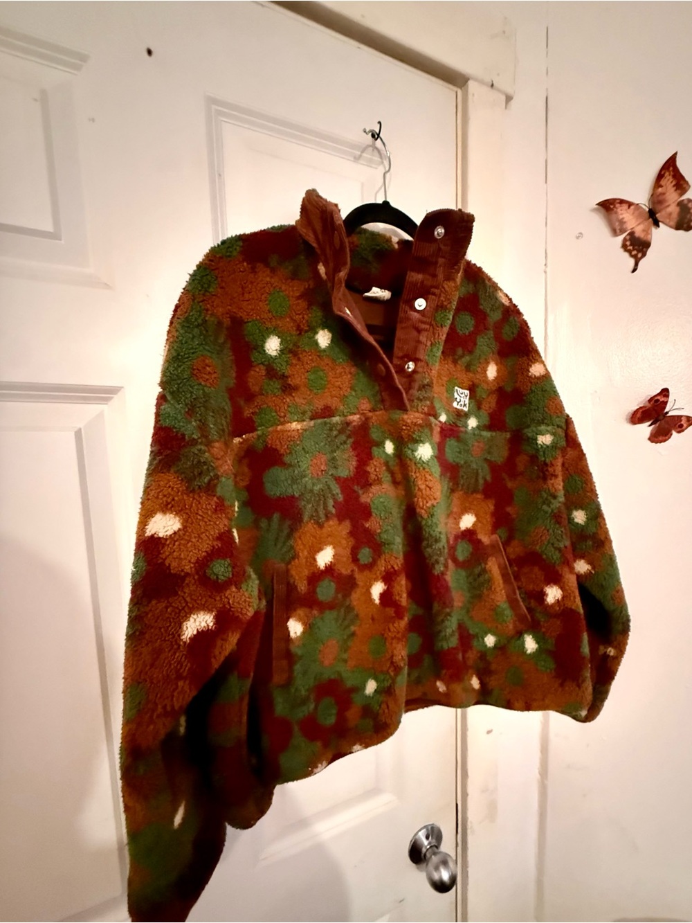 Lucy & Yak Floral Fleece Pullover Jacket - Brown & Green